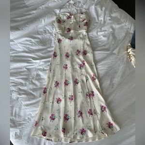 Zara White floral satin dress S NEW